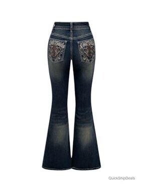 Stretchy High Waist Flared Flare Leg Y2K Bell Bottom Denim Jeans